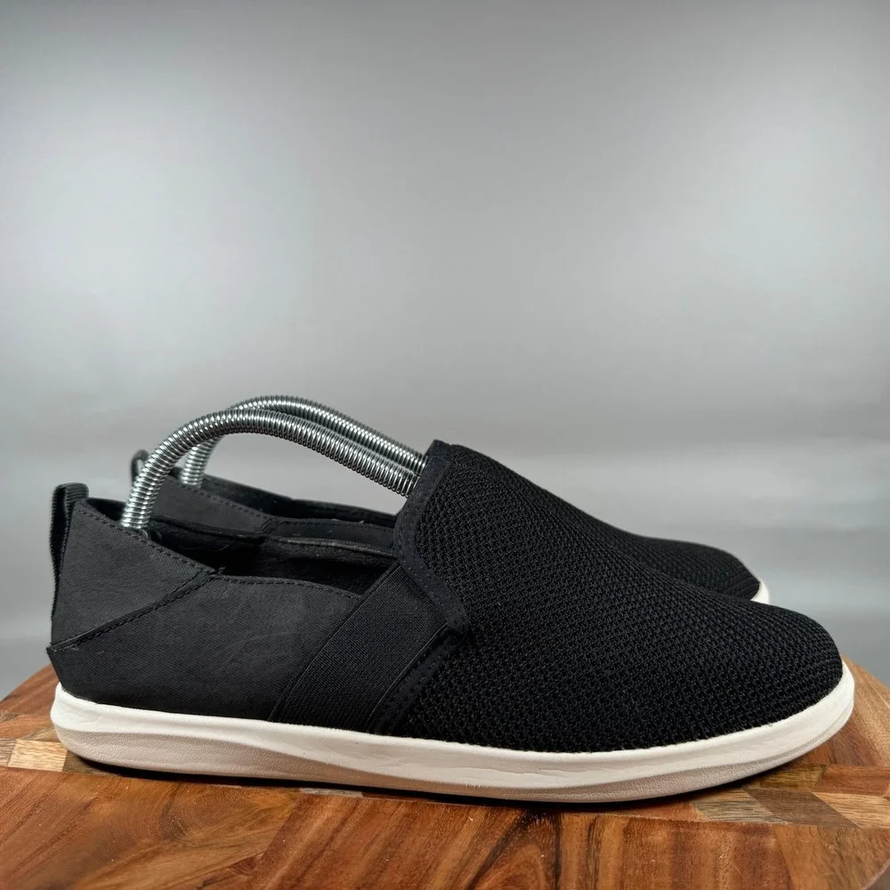 OluKai Hale'Iwa Black Slip On Mesh Sneakers Womens 10 20380-4040 Drop-in Heel